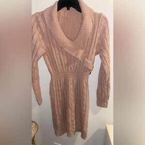 SHEIN Pink Long Sleeve Cable Knit Dress
